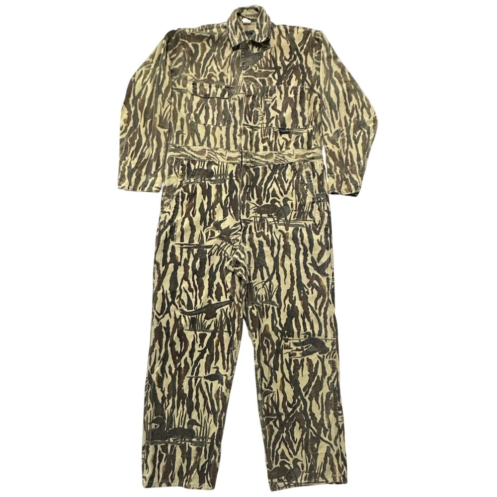 VTG Rattlers Brand Duck Camo Coveralls Mens M Hunting Utility Gorpcore USA Made - Picture 3 of 12